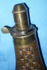 * Antique 1860s DIXON BASKET POWDER FLASK 10" RILING 427 - 2 of 8