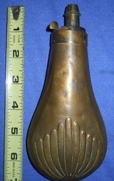 * Antique 1860s POWDER FLASK BRASS & COPPER BUSH DESIGN - 1 of 3