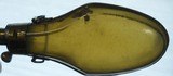 * Antique 1860s ANIMAL HORN & BRASS TRANSLUCENT POWDER FLASK - 5 of 6