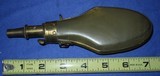 * Antique 1860s ANIMAL HORN & BRASS TRANSLUCENT POWDER FLASK - 2 of 6
