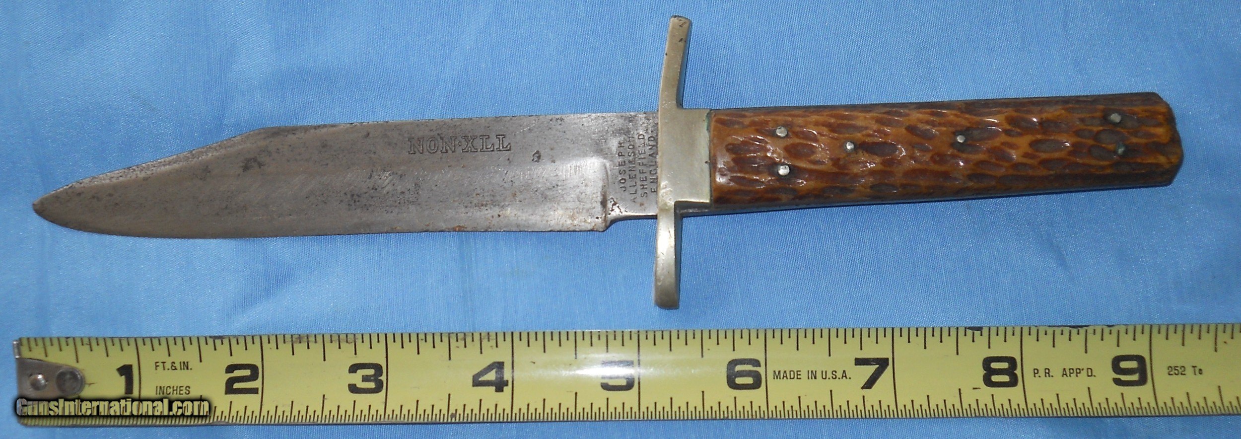 Antique Bowie Knife Joseph Allen Co Sheffield England 9 Stag