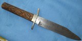 * Antique BOWIE KNIFE JOSEPH ALLEN Co. SHEFFIELD ENGLAND 9" STAG HANDLE - 5 of 11