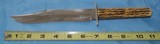 * Antique BOWIE KNIFE JOHN NEWTON Co. FROG MARK SHEFFIELD 11" STAG HANDLE - 1 of 10