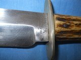 * Antique BOWIE KNIFE JOHN NEWTON Co. FROG MARK SHEFFIELD 11" STAG HANDLE - 3 of 10