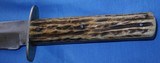 * Antique BOWIE KNIFE JOHN NEWTON Co. FROG MARK SHEFFIELD 11" STAG HANDLE - 2 of 10
