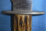 * Antique BOWIE KNIFE JOHN NEWTON Co. FROG MARK SHEFFIELD 11" STAG HANDLE - 4 of 10