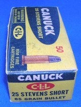 * Vintage 25 RIMFIRE RF AMMO FULL BOX SURE FIRE CANUCK CLEAN - 3 of 6