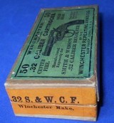 * Antique AMMO WINCHESTER .32 S&W EARLY 2 PART PICTURE
BOX FEW SHELLS - 2 of 6