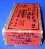 * Antique AMMO WINCHESTER .32
RF SHORT 2 PC RED LABEL BOX - 3 of 6