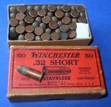 * Antique AMMO WINCHESTER .32
RF SHORT 2 PC RED LABEL BOX - 5 of 6
