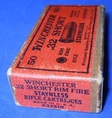 * Antique AMMO WINCHESTER .32
RF SHORT 2 PC RED LABEL BOX - 2 of 6