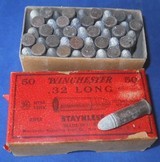 * Antique AMMO
WINCHESTER .32
RF LONG 2 PC RED LABEL BOX - 1 of 9