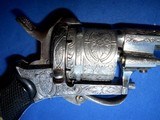 * * Antique
1860s CIVIL WAR ERA 7mm ENGRAVED
PINFIRE REVOLVER - 6 of 16