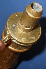 * G & JW HAWKSLEY BRASS & COPPER POWDER FLASK UNKNOWN CHAIN DESIGN - 5 of 8