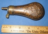 * Riling # 756 EAGLE, SHIELD & STARS CASED PISTOL POCKET POCKET POWDER FLASK - 1 of 4