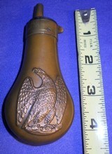 SCARCE DOUBLE SIDED EAGLE ON HUMMOCK CASED PISTOL FLASK 4 3/8 - 2 of 12