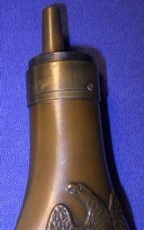 SCARCE DOUBLE SIDED EAGLE ON HUMMOCK CASED PISTOL FLASK 4 3/8 - 12 of 12