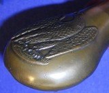 SCARCE DOUBLE SIDED EAGLE ON HUMMOCK CASED PISTOL FLASK 4 3/8 - 11 of 12
