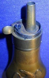 SCARCE DOUBLE SIDED EAGLE ON HUMMOCK CASED PISTOL FLASK 4 3/8 - 5 of 12