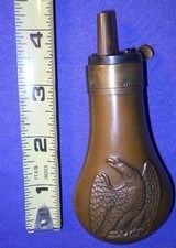 SCARCE DOUBLE SIDED EAGLE ON HUMMOCK CASED PISTOL FLASK 4 3/8 - 1 of 12
