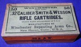 * Antique WINCHESTER .32 S&W RIFLE CARTRIDGES FACTORY SEALED BOX - 1 of 5