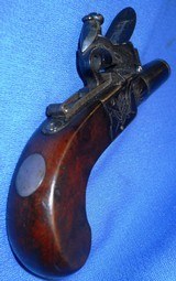* AntiqueEARLY 1800s ENGLISH FLINTLOCK POCKET MUFF PISTOL .50 CAL. HANDFULL - 3 of 11