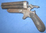 * Antique 1860s ENGRAVED EUROPEAN 4 BARREL SHARPS TYPE PEPPERBOX PISTOL 9mm - 12 of 13