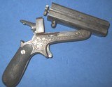 * Antique 1860s ENGRAVED EUROPEAN 4 BARREL SHARPS TYPE PEPPERBOX PISTOL 9mm - 7 of 13