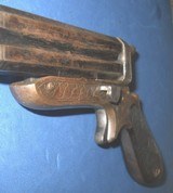* Antique 1860s ENGRAVED EUROPEAN 4 BARREL SHARPS TYPE PEPPERBOX PISTOL 9mm - 5 of 13