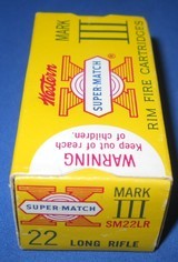 * Vintage AMMO WESTERN SUPER MATCH MARK III 22 LR MINTY FULL BOX - 3 of 4