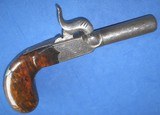 * Antique SMALL 1850s PERCUSSION 5" POCKET DERRINGERMUFF PISTOL .28 CAL. - 2 of 9