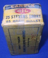 * Vintage AMMO CANUCK & REMINGTON STEVENS .25 RF RIMFIRE SHORT FULL BOX 50 - 6 of 6