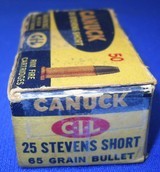 * Vintage AMMO CANUCK & REMINGTON STEVENS .25 RF RIMFIRE SHORT FULL BOX 50 - 5 of 6