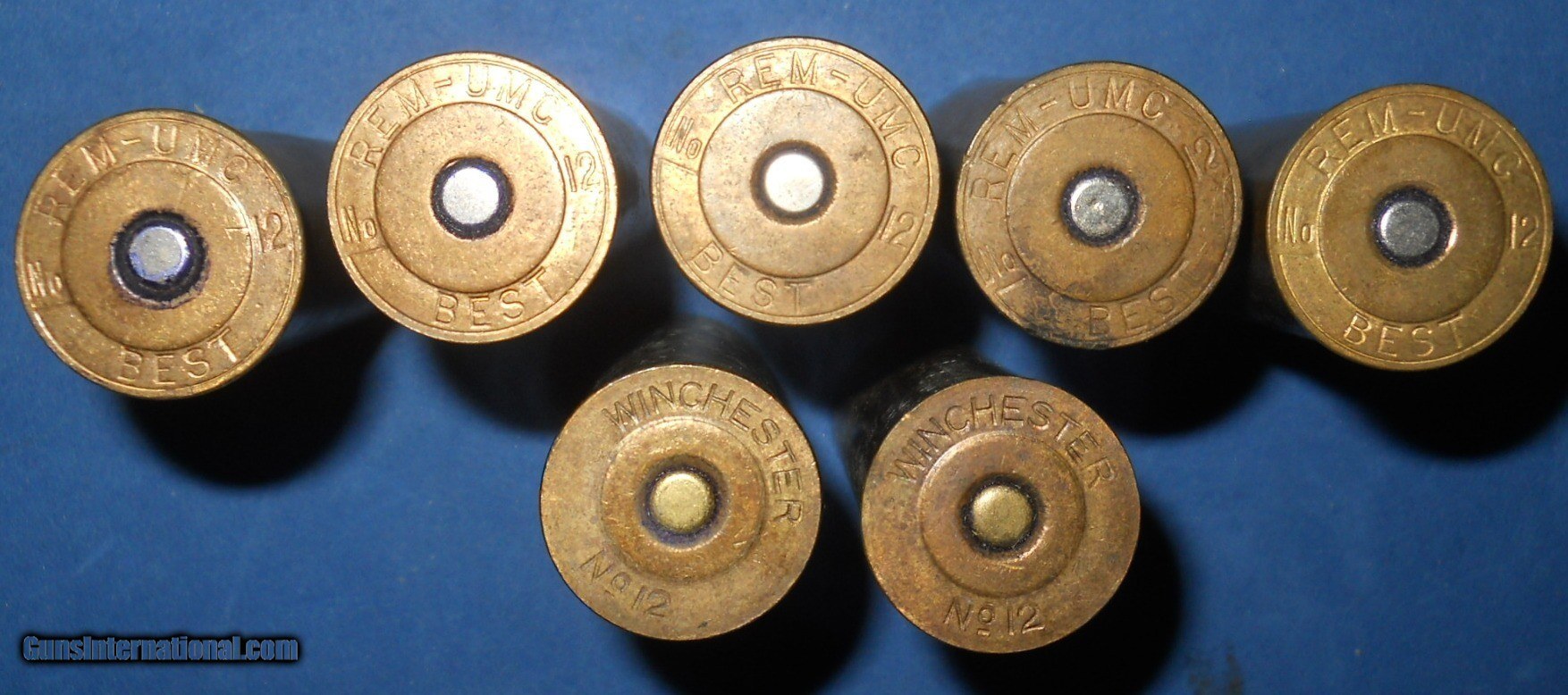 Vintage 2 Winchester 5 Umc Remington 12 Ga Brass 00 Buck Shotgun
