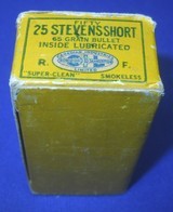 * Vintage AMMO STEVENS .25 RF RIM FIRE SHORT CIL CLEAN FULL BOX 50 - 6 of 9