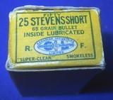 * Vintage AMMO STEVENS .25 RF RIM FIRE SHORT CIL CLEAN FULL BOX 50 - 4 of 9