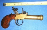 * Antique FLINTLOCK POCKET - MUFF PISTOL SOLID BRASS - 7 of 12
