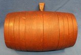 REVOLUTIONARY
WAR RUNDLET 1770-1810 WOODEN CANTEEN OLD RED PAINT FOUND IN MAINE - 1 of 15