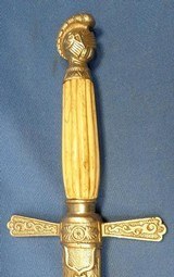 ANTIQUE FRATERNAL MASON MASONIC SWORD & SCABBARD BONE HANDLE - 2 of 12