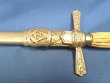 ANTIQUE FRATERNAL MASON MASONIC SWORD & SCABBARD BONE HANDLE - 4 of 12