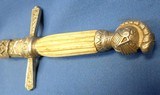 ANTIQUE FRATERNAL MASON MASONIC SWORD & SCABBARD BONE HANDLE - 5 of 12