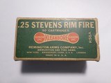 SCARCE REMINGTON .25 STEVENS LONG RF AMMO FULL BOX DOG BONE, MINTY - 2 of 7