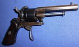 Antique 1860s LEFAUCHEUX STYLE BELGIUM PINFIRE FOLDING TRIGGER POCKET REVOLVER 7.65 mm - 3 of 12