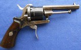 Antique 1860s LEFAUCHEUX STYLE BELGIUM PINFIRE FOLDING TRIGGER POCKET REVOLVER 7.65 mm