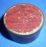 D. WINCHESTER250 PRIMERS #2 EMPTY TIN RED LABEL 1878 DATE - 1 of 3