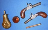 Antique CASED PAIR OF BELGIUM MUFF or POCKET PISTOLS SCREW BARRELS CAP BOX - 4 of 15