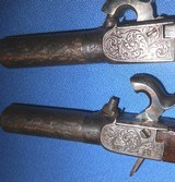 Antique CASED PAIR OF BELGIUM MUFF or POCKET PISTOLS SCREW BARRELS CAP BOX - 8 of 15