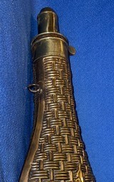 Antique 1860s POWDER FLASK RILING #433 DIXON'S BASKET WEAVE LARGE 10" - 4 of 6