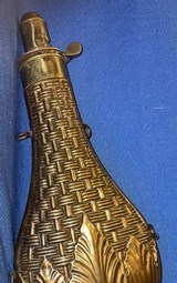 Antique 1860s POWDER FLASK RILING #433 DIXON'S BASKET WEAVE LARGE 10" - 3 of 6