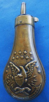 Antique ORIGINAL CIVIL WAR ERA DOUBLE EAGLE POWDER FLASK FOR CASED COLT & OTHERS - 3 of 13